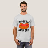 HAPPINESS IS WARM BUNS, Funny HOTDOG T-Shirts (Voorkant volledig)