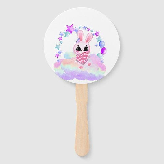 Happiness magic sweet bunny in the rainbow handwaaier (Achterkant)