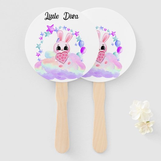 Happiness magic sweet bunny in the rainbow handwaaier (Voorkant en achterkant)