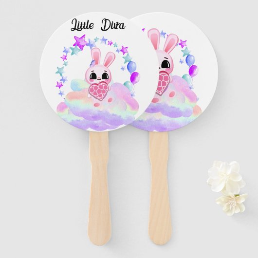  Happiness magic sweet bunny in the rainbow Handwaaier (Voorkant en achterkant)