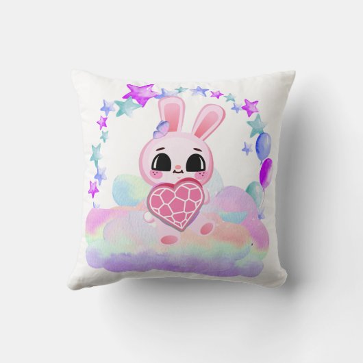 Happiness magic sweet bunny in the rainbow kussen (Achterkant)