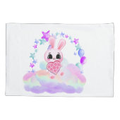 Happiness magic sweet bunny in the rainbow kussensloop (Achterkant)