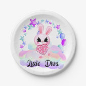 Happiness magic sweet bunny in the rainbow papieren bordje (Voorkant)