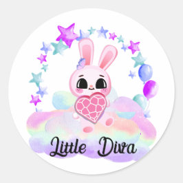 Happiness magic sweet bunny in the rainbow ronde sticker