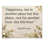 “Happiness, not in another place- Walt Whitman Foto Afdruk (Voorkant)