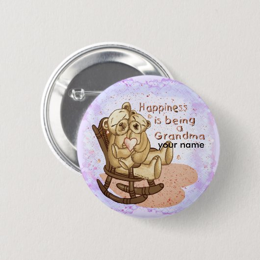 Happiness Oma pin knop Ronde Button 5,7 Cm (Voorkant /achterkant)