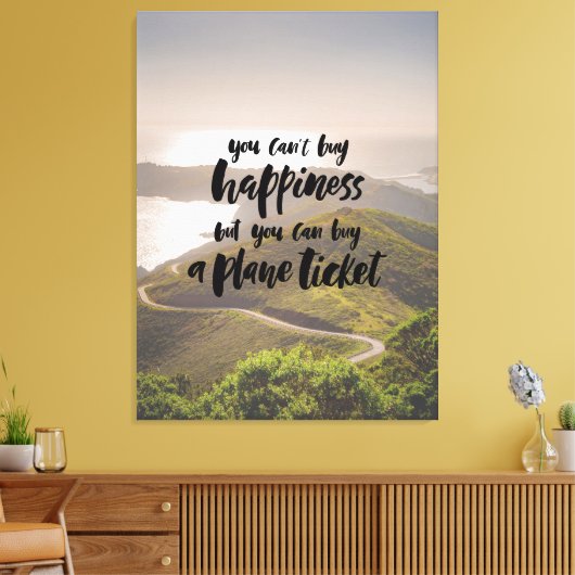 Happiness Planet Ticket Canvas Afdruk (Insitu (Woonkamer))