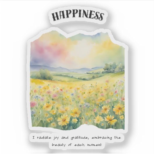Happiness Positive Affirmation Kaart Sticker (Voorkant)