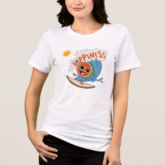 Happiness Watermelon T-shirt – Surf & Summer Fun (Voorkant)