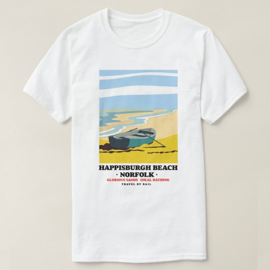 Happisburgh Beach Norfolk reisposter T-shirt (Design voorkant)