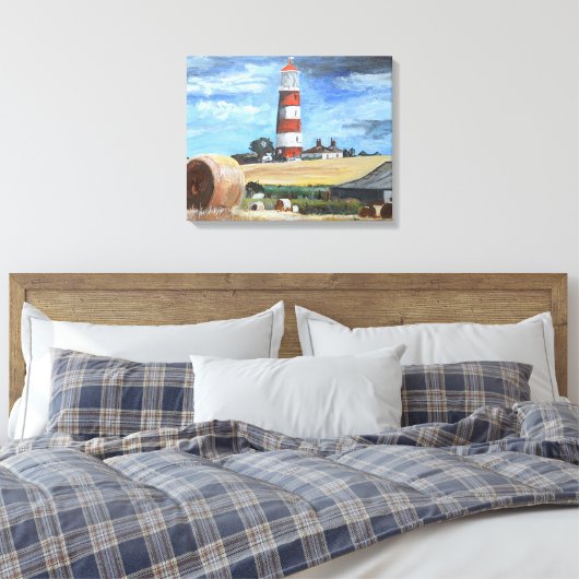 Happisburgh vuurtoren canvas afdruk (Insitu (Slaapkamer))