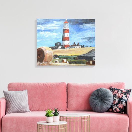 Happisburgh vuurtoren canvas afdruk (Insitu (Woonkamer))