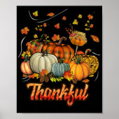 Happpy Thanksgiving Day Autumn Fall Maple Leaves Poster (Voorkant)