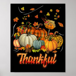 Happpy Thanksgiving Day Autumn Fall Maple Leaves Poster
