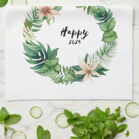 Happy2025Krans Keuken Handdoeken (Gevouwen)