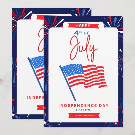 #Happy4*ofJulyIndependenceDayFlatHolidayCard Feestdagenkaart (Voorkant / Achterkant)