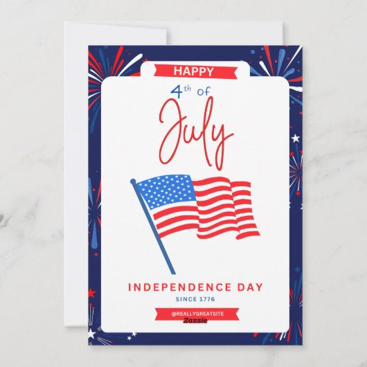 #Happy4*ofJulyIndependenceDayFlatHolidayCard Feestdagenkaart (Achterkant)