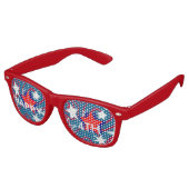 Happy4th Rood Wit & Blauw Sterren Rood Aviator Sha Retro Zonnebril (Gekanteld)