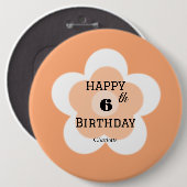 Happy 00th Birthday Cute oranje boho flower petal Ronde Button 6,0 Cm (Voorkant /achterkant)