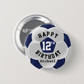 Happy 00th Birthday - donkerblauw Voetbal Ronde Button 5,7 Cm (Voorkant /achterkant)