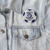 Happy 00th Birthday - donkerblauw Voetbal Ronde Button 5,7 Cm (In situ)