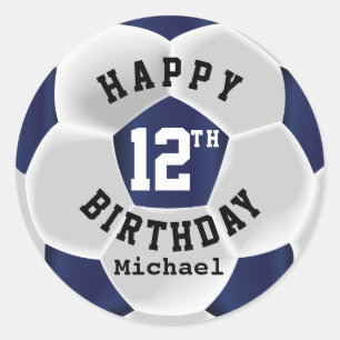 Happy 00th Birthday - Donkerblauw Voetbal Ronde Sticker