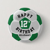 Happy 00th Birthday - donkergroen Voetbal Ronde Button 5,7 Cm (Voorkant)