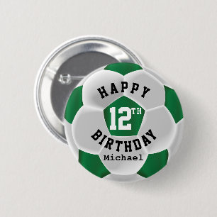 Happy 00th Birthday - donkergroen Voetbal Ronde Button 5,7 Cm
