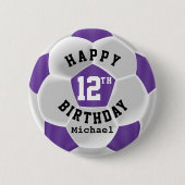 Happy 00th Birthday - Paars Voetbal Ronde Button 5,7 Cm (Voorkant)