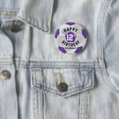 Happy 00th Birthday - Paars Voetbal Ronde Button 5,7 Cm (In situ)