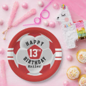 Happy 00th Birthday - rood Voetbal Papieren Bordje (Feest)