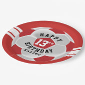 Happy 00th Birthday - rood Voetbal Papieren Bordje (Gekanteld)