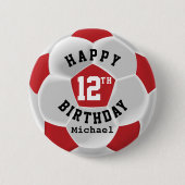 Happy 00th Birthday - rood Voetbal Ronde Button 5,7 Cm (Voorkant)