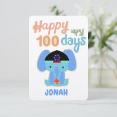 Happy 100 dagen 백 Baek-il 일 Elephant gepersonalise Kaart (Staand voorkant)