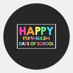 Happy 100 dagen van School Wiskunde Fun T-shirt vo Ronde Sticker