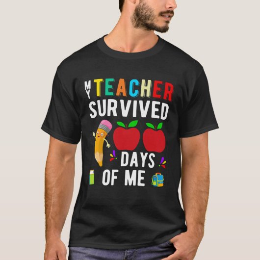 Happy 100 Day of School Funny Teachers Students Hu T-shirt (Voorkant)