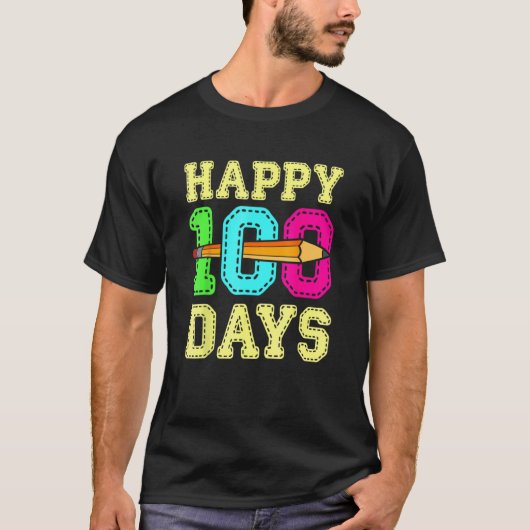 Happy 100 Days 100th Day Of School Student Teacher T-shirt (Voorkant)