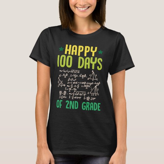 Happy 100 Days Of 2nd Grade Math Teacher Equations T-shirt (Voorkant)