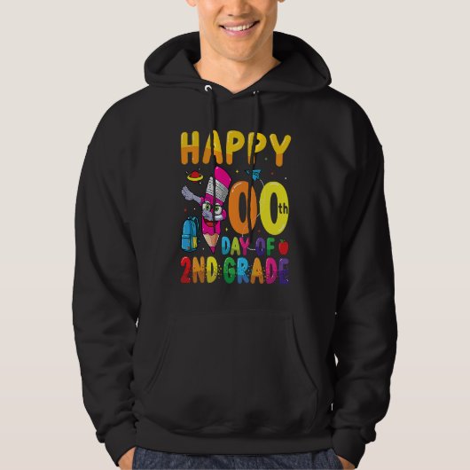 Happy 100 Days Of 2nd Grade Students 100 Days Of S Hoodie (Voorkant)
