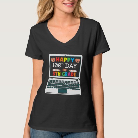 Happy 100 Days Of 4th Grade Elementary Teacher Kid T-shirt (Voorkant)