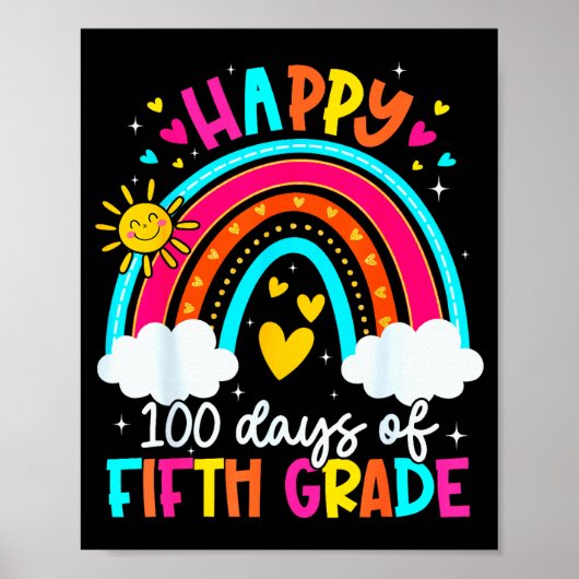 Happy 100 Days Of 5th Grade Kids Teacher 100th Day Poster (Voorkant)