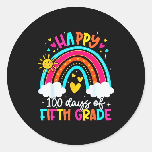 Happy 100 Days Of 5th Grade Kids Teacher 100th Day Ronde Sticker (Voorkant)