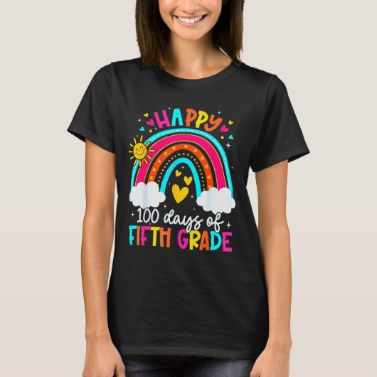 Happy 100 Days Of 5th Grade Kids Teacher 100th Day T-shirt (Voorkant)
