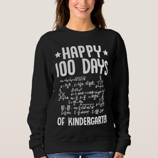 Happy 100 Days Of Kindergarten Math Teacher Equati Trui (Voorkant)