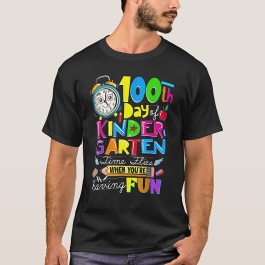 Happy 100 Days Of Kindergarten School Teachers Kid T-shirt (Voorkant)