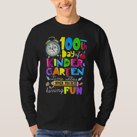 Happy 100 Days Of Kindergarten School Teachers Kid T-shirt (Voorkant)