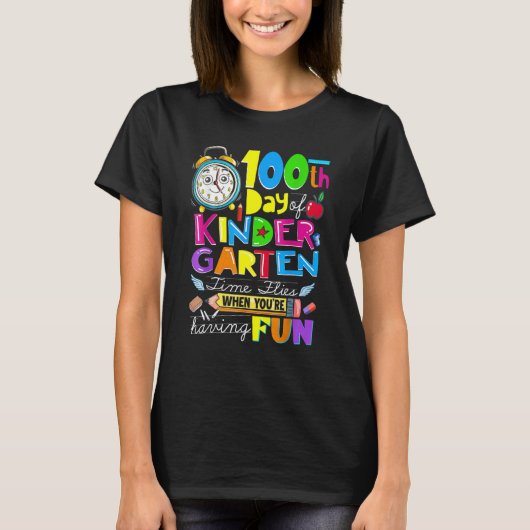 Happy 100 Days Of Kindergarten School Teachers Kid T-shirt (Voorkant)