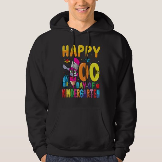 Happy 100 Days Of Kindergarten Students 100th Days Hoodie (Voorkant)