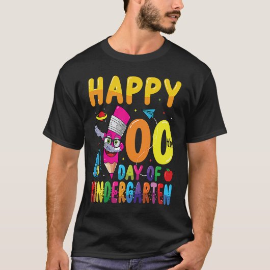 Happy 100 Days Of Kindergarten Students 100th Days T-shirt (Voorkant)