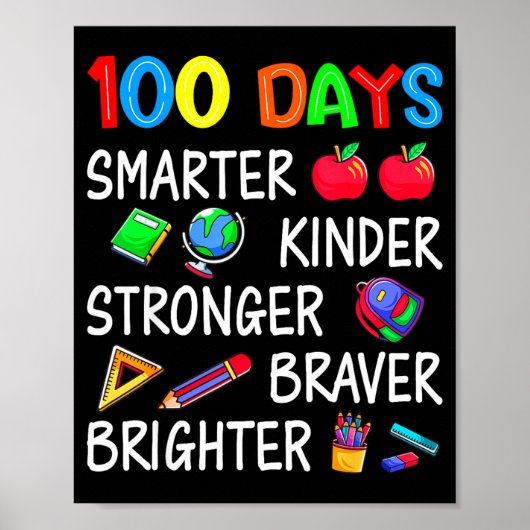 Happy 100 Days Of School 100th Day Of School Kids  Poster (Voorkant)